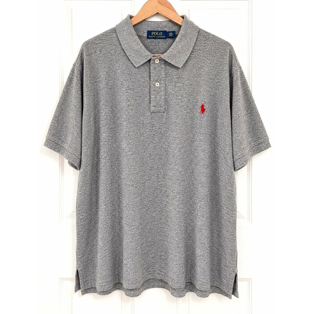 Polo Ralph Lauren Men’s 3XL Big & Tall Gray Solid Golf Polo Shirt Short Sleeve